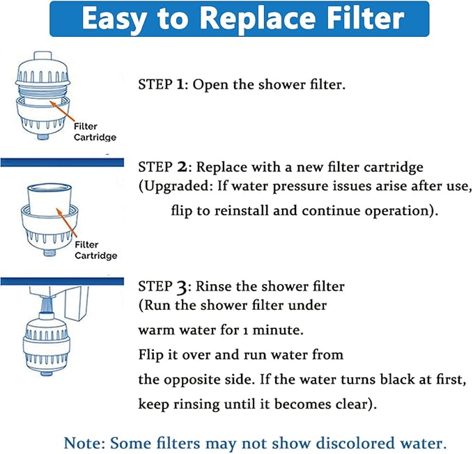 2 Pack 25 Stage Shower Filter Replacement Cartridge, Universal Cartridges for Hard Water – Removes Chlorine, Heavy Metals, Iron & Sediments, Fit Any Similar Design Shower Water Filter