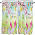 Easter Bedroom Curtains 63 Inches length, Spring Bunny Colorful Rabbit Eggs by Unknown