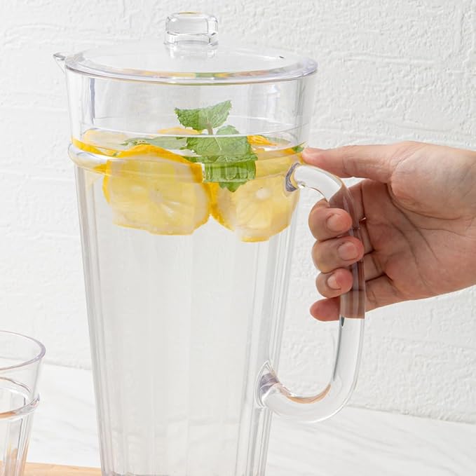 bzyoo 64oz (2 Quarts) Liberty Clear Water Pitcher with Lid – Break Resistance, BPA Free Great for Ice Tea, Sangria, Lemonade, Party and Home
