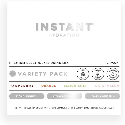 Instant Hydration Electrolytes Powder Packets - Variety Pack - Zero Sugar - Keto, Vegan, Gluten-Free, Non-GMO - Boost Recovery, Brain Function, Muscle & Tissue Health - 12 Sticks-FlexoryFit