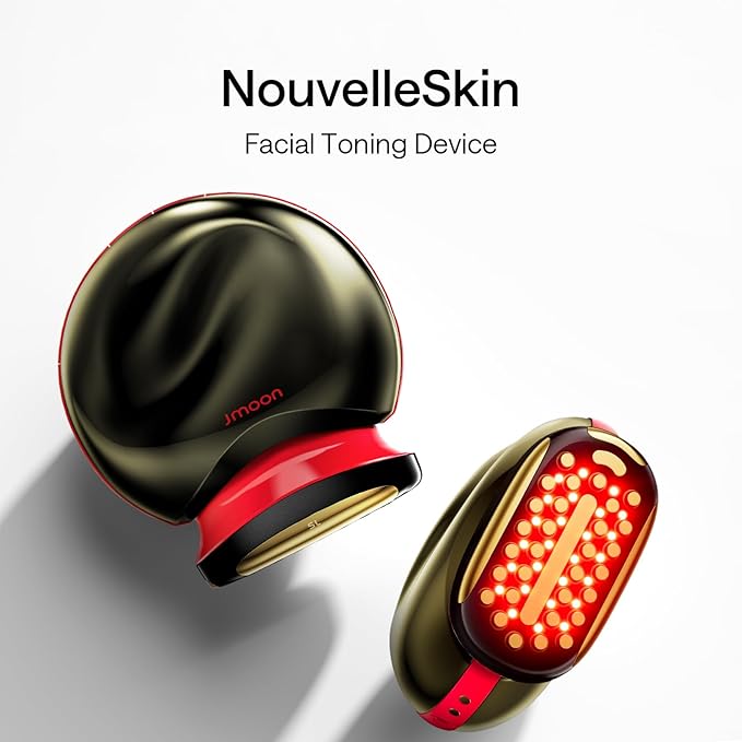 JMOON NouvelleSkin Facial Toning Device, FDA-Cleared Microcurrent Facial Device and Red Light Therapy for Face, 4 Modes & 5 Intensity Levels for Personalized Face Lift & Smoothing. M30U PR-FlexoryFit