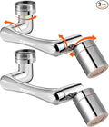 Spurtar 2 PCS 1440° Sink Faucet Extender for Toddlers in Bathroom Kitchen, Silver Rotatable Faucet Aerator Swivel Water Attachment, Tap Head Replacement,for G 1/2", 55/64",15/16"