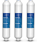 Inline Activated Carbon Block Water Filter with 1/4" Quick Connect, T33 In Line Water Filter Replacement Cartridge for Icemaker, Post Carbon Filter for RO Reverse Osmosis Water System (Pack of 3)