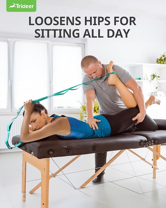 Trideer Stretching Strap Yoga Strap Yoga Band for Physical Therapy, 10 Loop Non-Elastic Yoga Straps for Stretching, Pilates, Exercise & Dancing, Stretch Band with Aesthetic Packaging for Women & Men-FlexoryFit