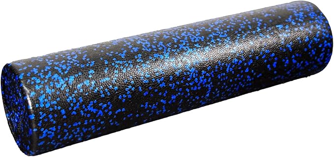 High-Density Round Foam Roller for Muscle Soreness Recovery, Exercise, Massage - 18", 24", 36" Blue Fleck (24 Inch)-FlexoryFit