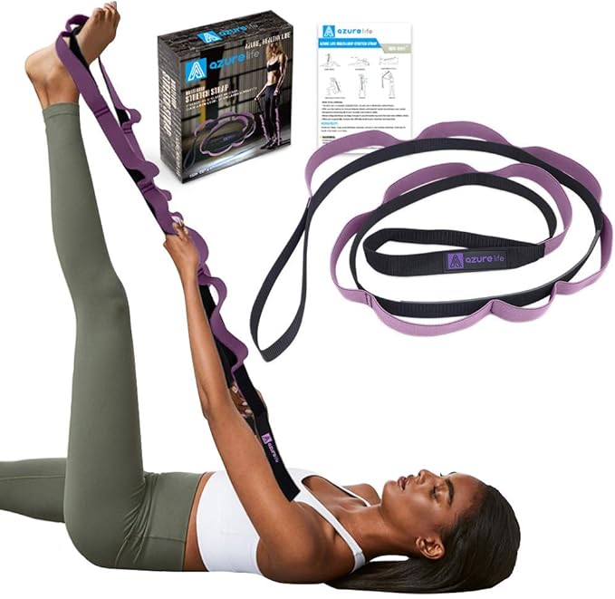 Premium Durable Stretch Straps with Loops, Stretching Strap for Physical Therapy, Multi-Loop Yoga Strap Fitness Exercise Strap for Yoga, Pilates, Dance, Flexibility&Exercise-FlexoryFit