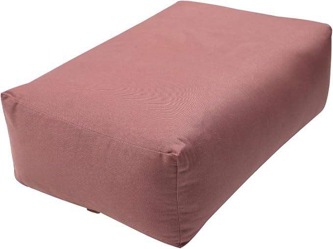 Rectangular Yoga Bolster Pillow, 18" x 12" x 6", Pink Cotton-FlexoryFit
