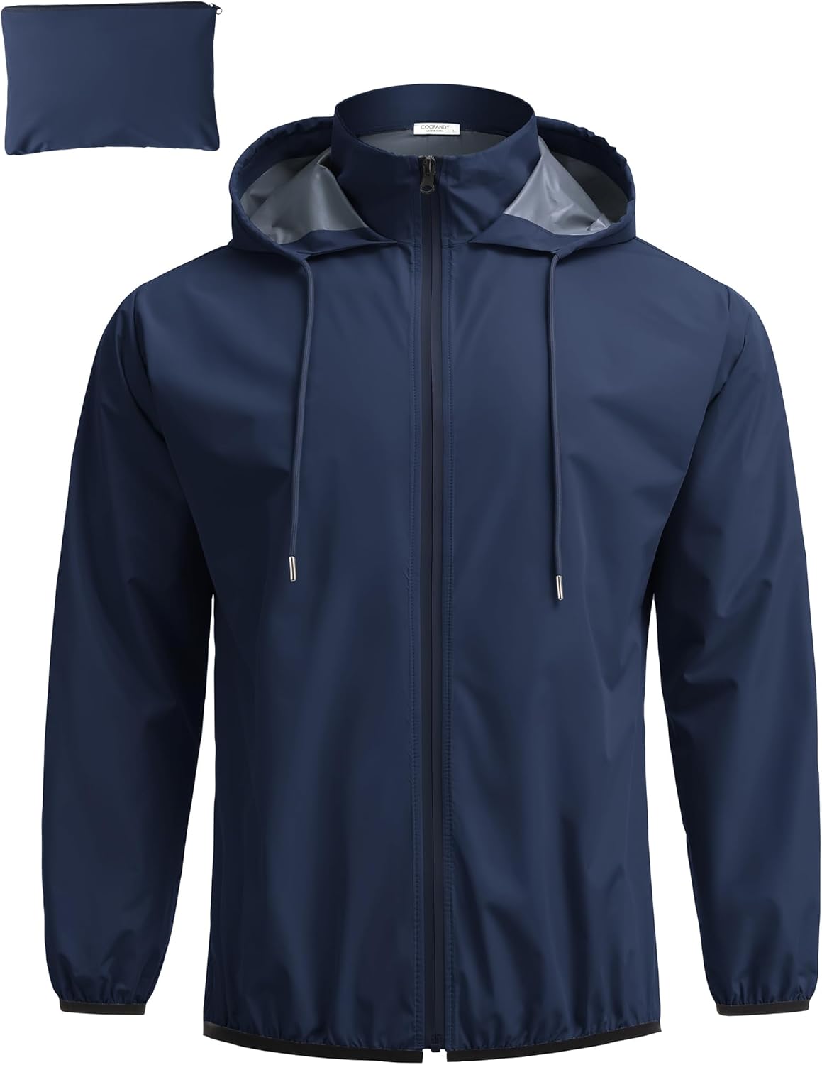 COOFANDY Men's Packable Rain Jacket Lightweight Waterproof Raincoat with Hood Travel Hiking Golf Windbreaker