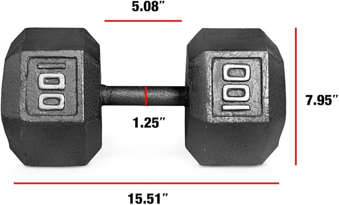 WF Athletic Supply Cast Iron Solid Hexagon Gray/Black Dumbbells, Strength Training Free Weights Set of 2 for Women and Men, Hand Weights Sold by Pairs, Multi-Select Size Options Available-FlexoryFit