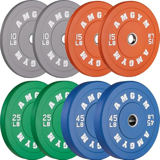2 Inch Bumper Plates，10-500lbs，Barbell Rubber Olympic Weight Plates Set for Home Gym, Strength Training & Weight Lifting, Multiple Options Colors