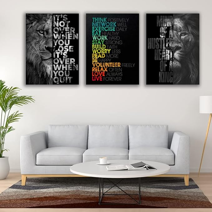 Motivational Canvas Painting Wall Art Execution Grind Hustle Inspirational Wall Art Success Entrepreneur Poster Positive Quotes Wall Poster Framed for Home Office Wall Decor[72''Wx 36''H]-FlexoryFit