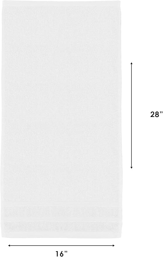 Kaufman - Premium Hand Towels Set for Bathroom, Spa, Gym, and Face Towel 100% Cotton Ring Spun, Ultra Soft Feel and Highly Absorbent Towels (White, 6-PK)-FlexoryFit