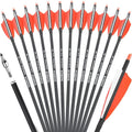 ZSHJGJR 30 Inch Archery Carbon Arrows Hunting Arrows with 4” Turkey Feather Target Practice Arrows Spine 500 for Compound & Recurve &Traditional Bow 6/12pcs