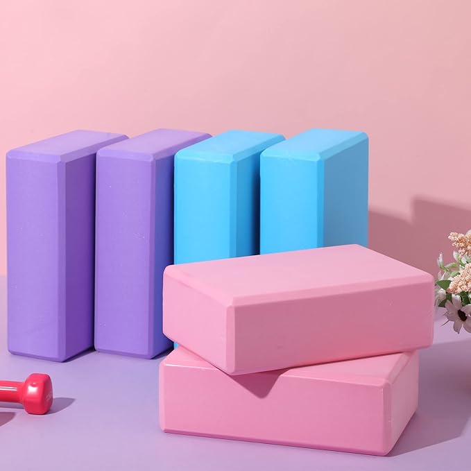 Meooeck 30 Pcs Yoga Blocks Bulk Eva Foam Block Pack, 9 x 6 x 3 Inch Exercise Brick Foam High Density Soft Non Slip Yoga Accessories for Exercise Pilates General Fitness and Workouts, Multicolor-FlexoryFit