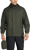 33,000ft Packable Rain Jacket Men's Lightweight Waterproof Rain Shell Jacket Raincoat with Hood for Golf Cycling Windbreaker