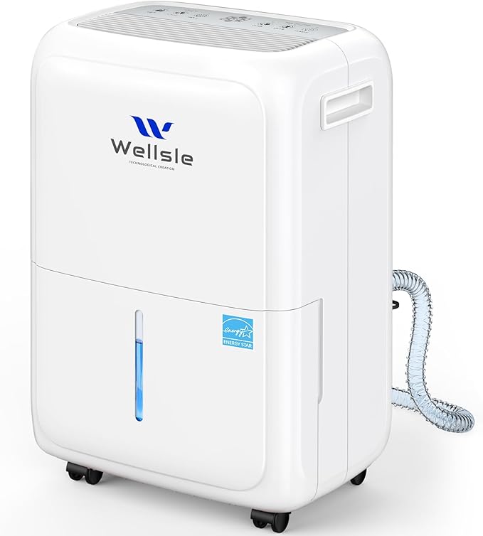 Most Efficient Energy Star Dehumidifier with 1.59 Gallon Water Tank, 52 Pint Dehumidifiers for Basement and Home with Drain Hose, Smart Humidity Control for Bedroom with 24HR Timer
