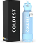 Coldest Insulated Water Bottle with Straw Lid - Stainless Steel Metal Insulated Bottle for Men & Women (Neptune Blue, 40 oz)