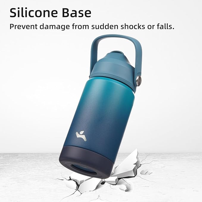 Insulated Water Bottle with Straw Lid,32 oz Stainless Steel Vacuum Metal Bottle with Silicone Handle,Vast-FlexoryFit