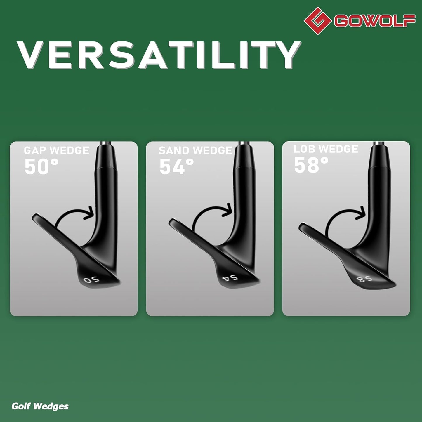 Gowolf Forged Golf Wedges 50/52/54/56/58/60/69 Degree Single or Sets for Men, Right Hand Premium Full Face Gap Wedge Sand Wedge Lob Wedge Golf Club, Great Golf Gifts - CNC Milled Face for More Spin