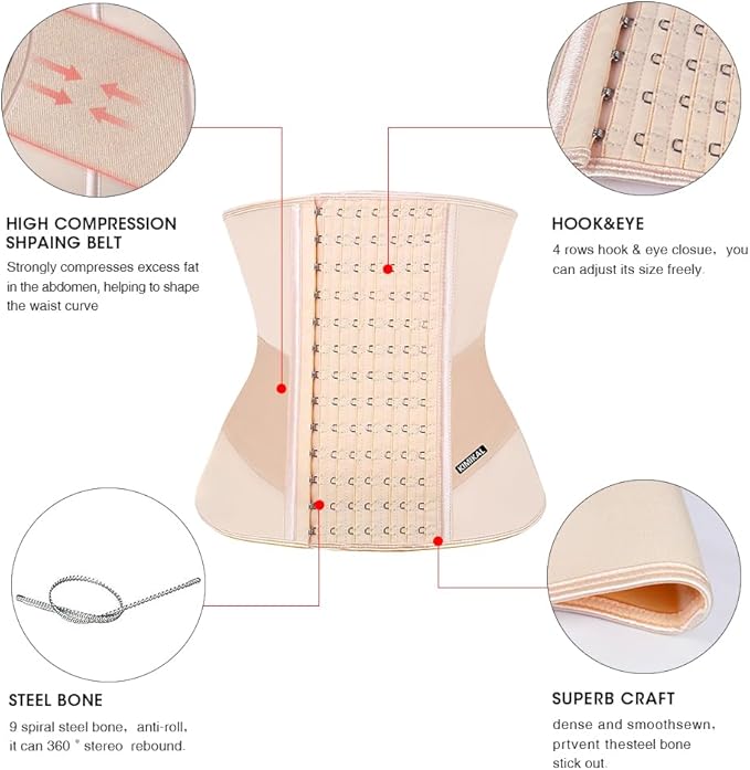 KIMIKAL Women Waist Trainer Corset Belt: Under Clothes Sport Tummy Control Long Torso Shapewear-FlexoryFit