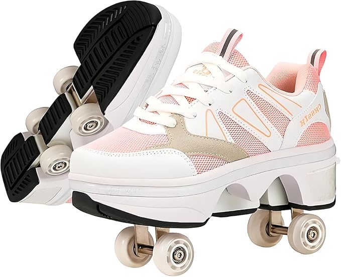CHSSIH Roller Skate Shoes for Girls, Kids, Women, Men & Adults – Retractable Shoes with Wheels | Pop-Out High Roller Skating Shoes That Turn Into Sneaker Skates-FlexoryFit