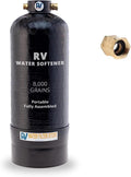 Essential RV Water Softener Portable 8,000 Grain, 3/4" Fittings, Softens Hard Water for RV's Vanlife Nomads Boondockers, New Lighter & Compact Model Easy Storage
