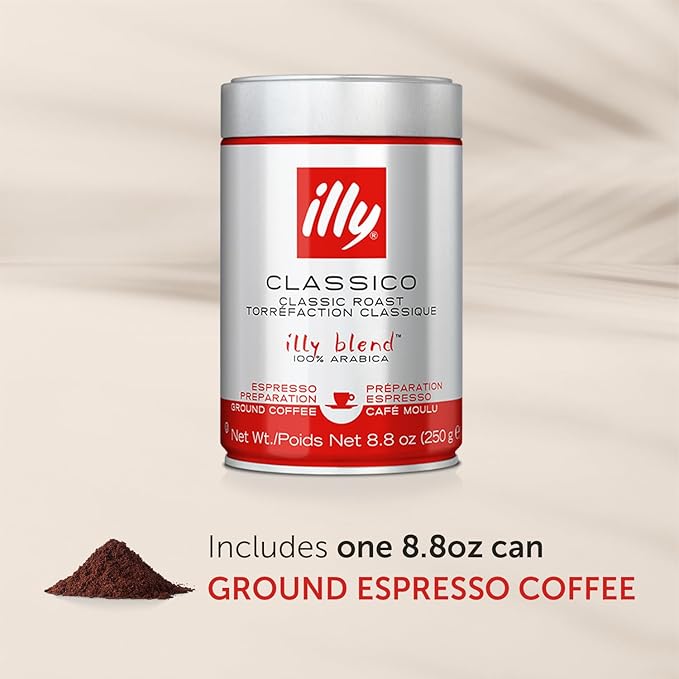 Illy Classico Ground Espresso Coffee, Medium Roast Roast With Notes Of Chocolate & Caramel, 100% Arabica, 8.8 Ounce (Pack Of 1)-FlexoryFit