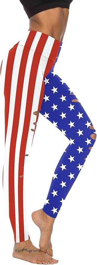 DIBAOLONG Womens High Waist Yoga Pants Cutout Ripped Tummy Control Workout Running Yoga Skinny Leggings-FlexoryFit
