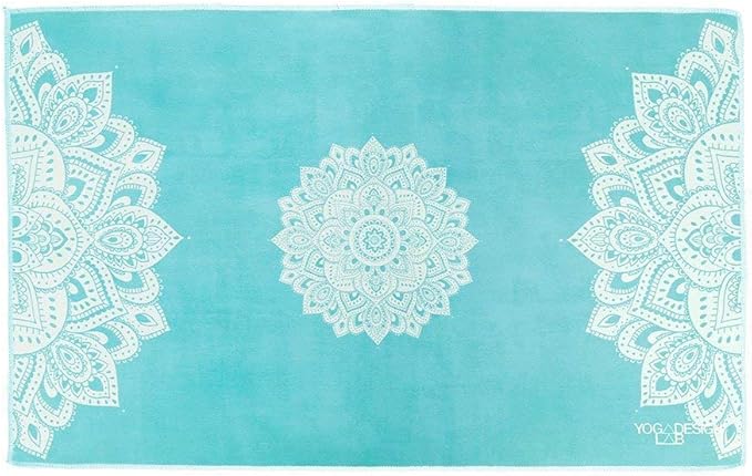 Yoga Design LAB | The Hand Towel | Premium Non Slip Hand Towel | Designed in Bali | Colorful Eco Printed + Quick Dry + Soft | Hot Yoga, Bikram, Ashtanga, Sport, Barre, Travel (Mandala Turquoise)-FlexoryFit