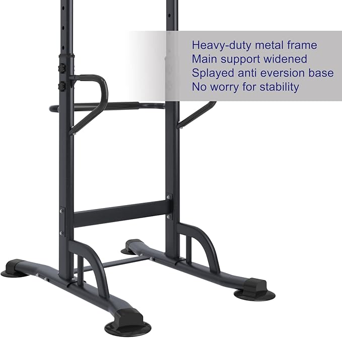 SogesHome Power Tower Pull Up Bar and Dip Stand,10 Adjustable Height Assistive Trainer Dip Station,Multi-Function Strength Training Fitness Workout Station for Home Gym Fitness Equipment (Black)