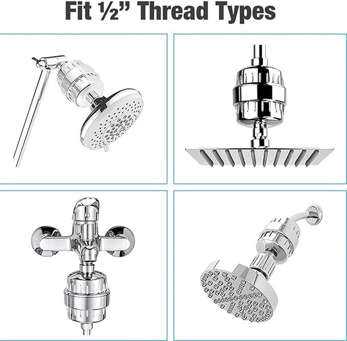 4 Pack 20 Stage Shower Filter Universal Replacement Cartridge Hard Water Purifier Removes Chlorine, Heavy Metals, Iron, Other Sediments, Water Softener with High Output