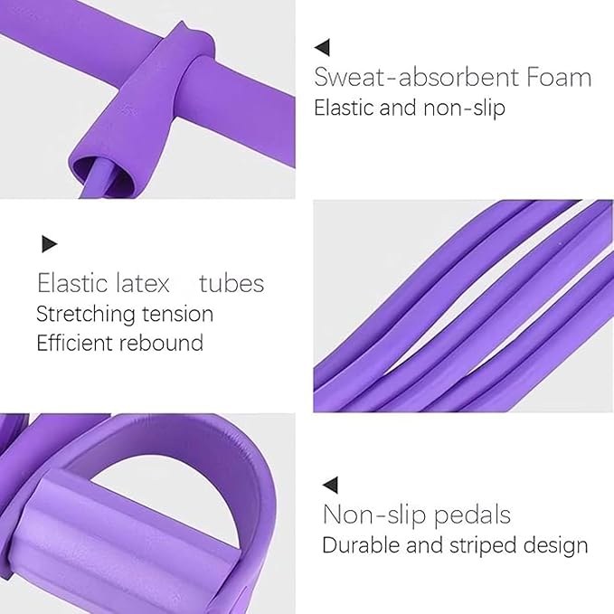 6 Tube Pedal Ankle Puller with 8 Shape Resistance Band, Fitness Resistance Bands for Women, Exercise Bands with Handles, Workout Bands for Abdomen, Waist, Leg, Hip-FlexoryFit