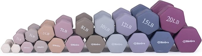 Dumbbell Set with Rack - Neoprene Coated Weights with Stand - Hex Color Coded Dumbell Pairs 1-20 LBs-FlexoryFit
