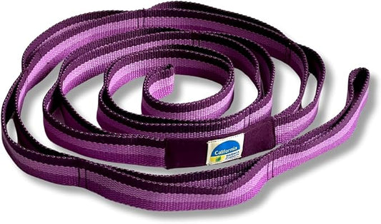 California Yoga Strap | Yoga Belt with Loops | 12 Multi Loop & Non-Elastic | Stretching Strap | Gym Workout & Exercise Bands | Physical Therapy | Improves Sitting Posture for Women & Men-FlexoryFit
