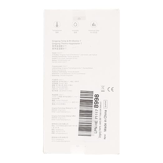 Qingping Thermometer Hygrometer Sensor Works with HomeKit (Only Works with iOS), Wireless Indoor Temperature and Humidity Monitor with E Ink Display for Home, via Thread or Bluetooth