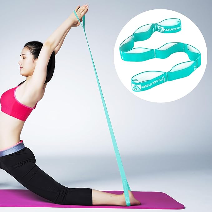 Premium Durable Stretch Straps with Loops, Stretching Strap for Physical Therapy, Multi-Loop Yoga Strap Fitness Exercise Strap for Yoga, Pilates, Dance, Flexibility&Exercise-FlexoryFit