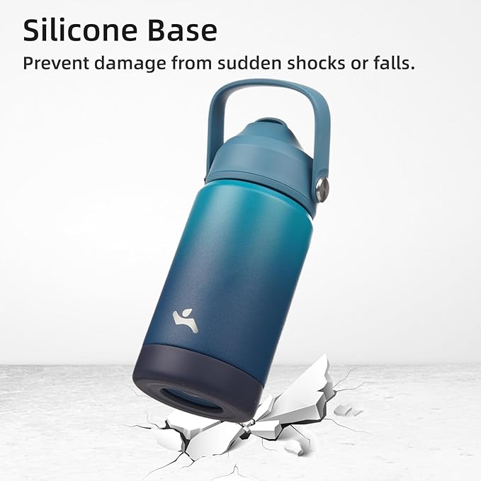Insulated Water Bottle with Straw Lid,40 oz Stainless Steel Vacuum Metal Bottle with Silicone Handle,Vast-FlexoryFit
