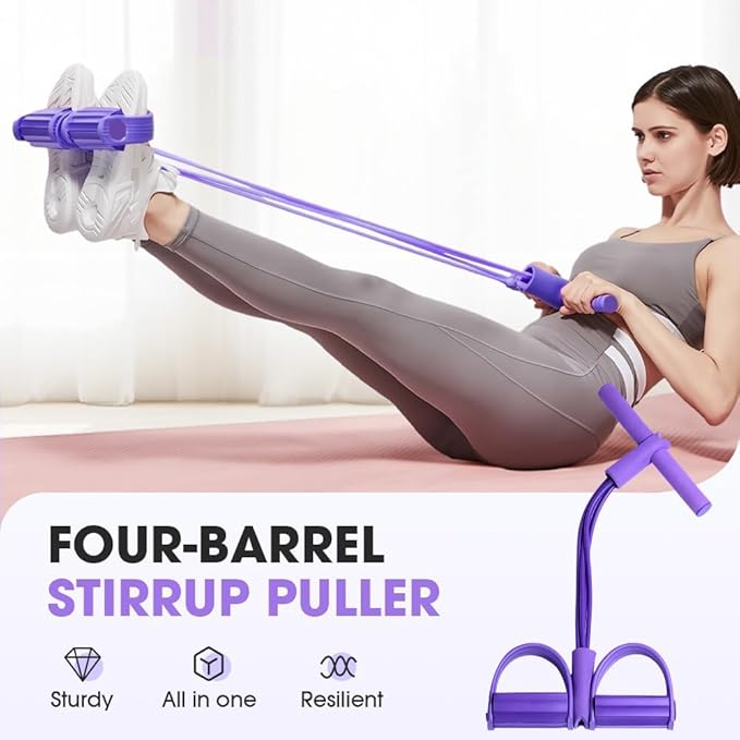 21 Fitness Resistance Bands-4 Tube Pedal Ankle Puller, Elastic Yoga Pedal Puller Resistance Band, Stretching Bands for Arm and Leg Workouts Abdomen, AB Training Auxiliary Device for Women Men-FlexoryFit