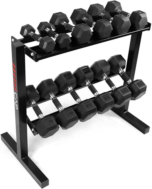 WF Athletic Supply Rubber Encased Hex Dumbbells with Rubber Grip Contoured Handle for Muscle Toning, Strength Building & Full Body Workout-FlexoryFit