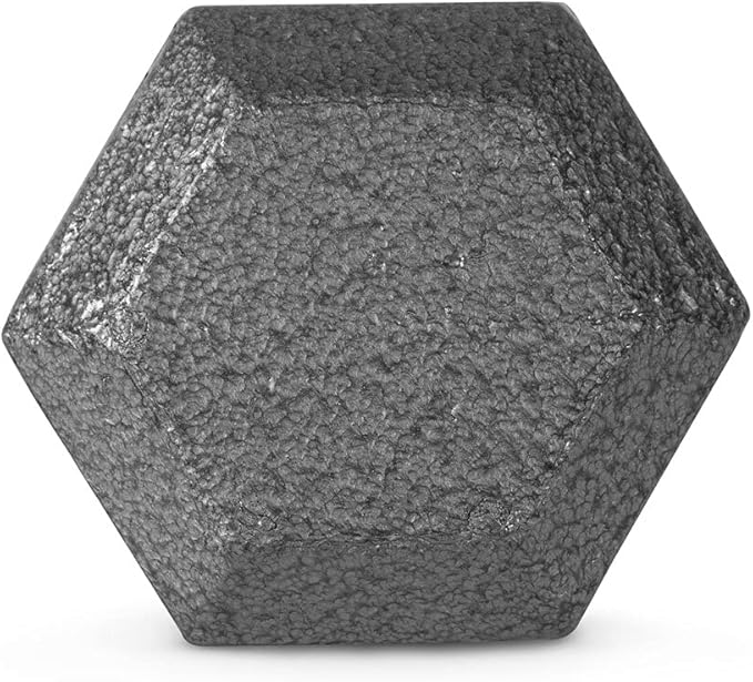 WF Athletic Supply Cast Iron Solid Hexagon Gray/Black Dumbbells, Strength Training Free Weights Set of 2 for Women and Men, Hand Weights Sold by Pairs, Multi-Select Size Options Available-FlexoryFit