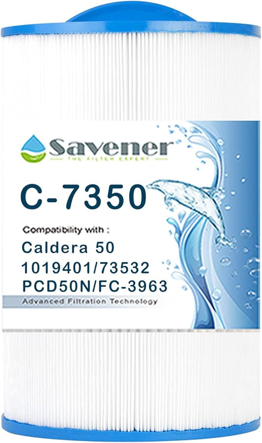 Spa Filter Compatible with Caldera 50, Caldera Spas, Unicel C-7350, 1019401, 73532, PCD50N, FC-3963, 50 sq.ft hot tub Filter, 1 Pack