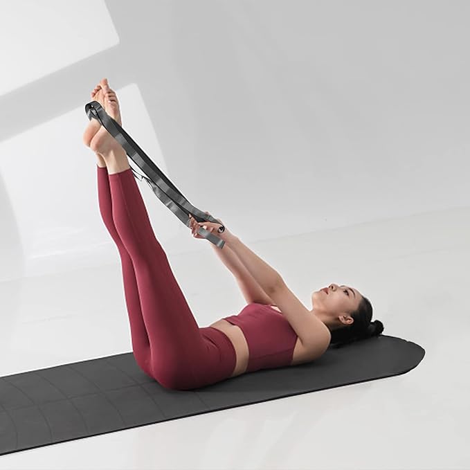 SANKUU Yoga Straps Stretching Strap with 12 Loops Workout Poster, Straps for Stretching Physical Therapy Equipment Long Stretch Out Bands for Exercise, Pilates and Gymnastics for Women Men-FlexoryFit
