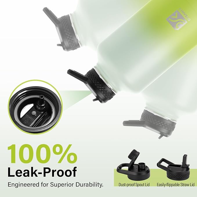Insulated Water Bottle | Thickened Stainless Steel Vacuum Metal | Portable Sports Half Gallon Large Water Jug for Gym and Hiking with Straw, Carrier Bag, Handle Strap | BPA-Free 64 oz-FlexoryFit