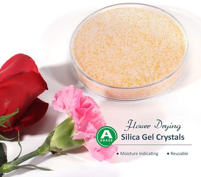 wisedry Silica Gel Crystal for Flowers Drying - 2 LBS, Fine Crystals < 1mm, Color Indicating, Reusable