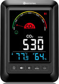 CO2 Monitor Indoor Air Quality Meters with CO2 Alarm, Temperature, Humidity Display for Home, Office or School