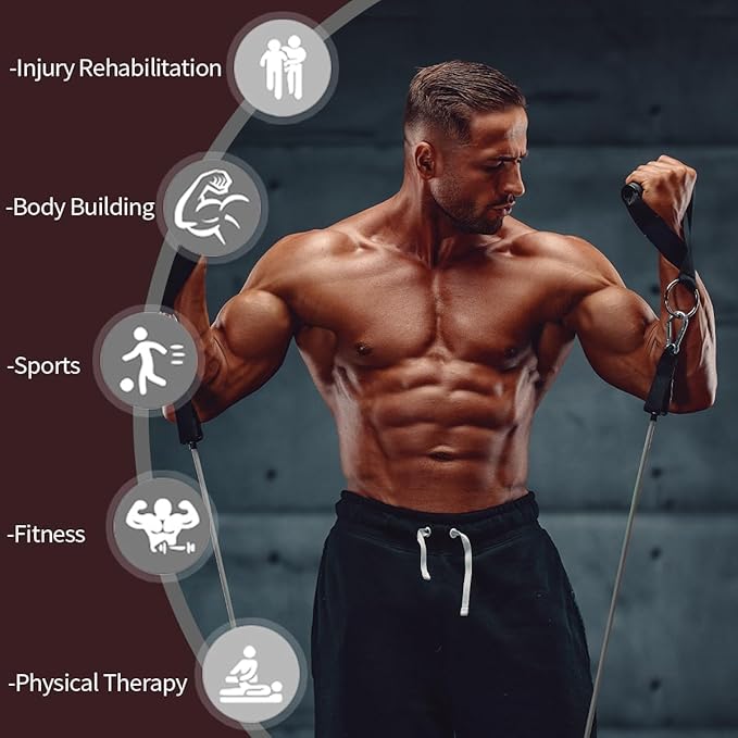 VEICK Resistance Bands, Exercise Bands for Working Out with Handles, Elastic Workout Bands for Men Women, Exercising Bands for Strength Training Equipment at Home Gym-FlexoryFit