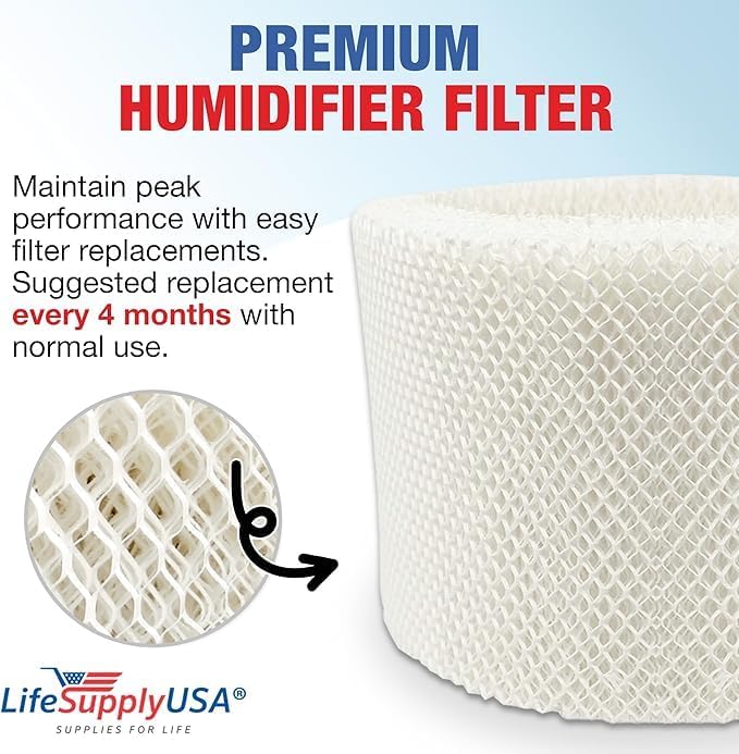 LifeSupplyUSA HWF75 Humidifier Filter D Wick Replacement Compatible with Holmes HWF75CS, HM3500, HM3600, Sunbeam SCM3501, SCM3502, Honeywell HCM6009 Cool Mist Humidifiers (2-Pack)
