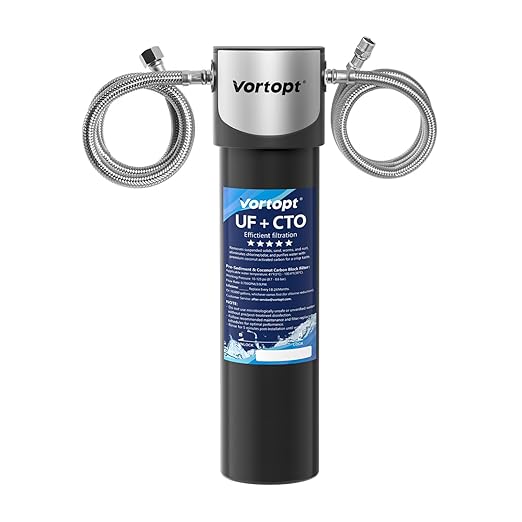 Under Sink Water Filter System,14000 Gallon &16" H saves Space,Flow Under Counter Water Filter Direct Connect to Kitchen Faucet,Reduces Chlorine,Lead, Bad Taste & Odor(Black-Q5-UF-M-14000 GAL)