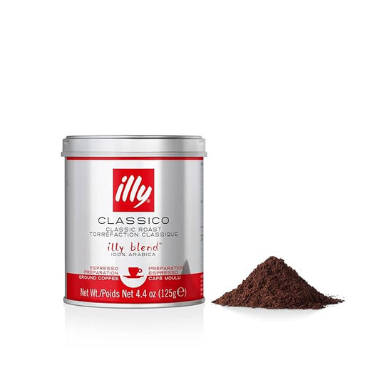 illy Ground Coffee Espresso - 100% Arabica Coffee Ground – Classico Medium Roast - Notes of Caramel, Orange Blossom & Jasmine - Rich Aromatic Profile - Precise Roast - No Preservatives – 4.4 Ounce-FlexoryFit