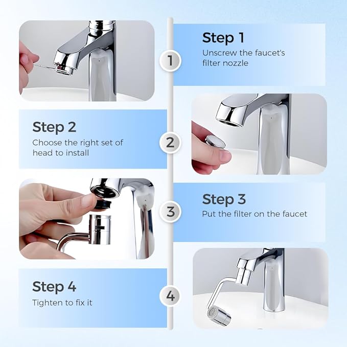 Faucet Extender, Universal Sink Faucet 1080° Rotatable Faucet Aerator Extension, 2 Mode Splash Water Filter, Swivel Robotic Arm Swivel Extension Aerator Kitchen Sink Faucet Extender (3)